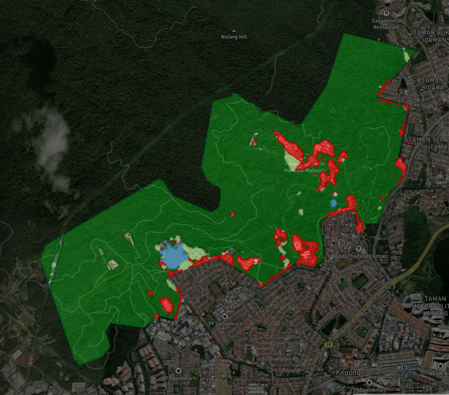 Map of FRIM Campus project boundary in Kepong